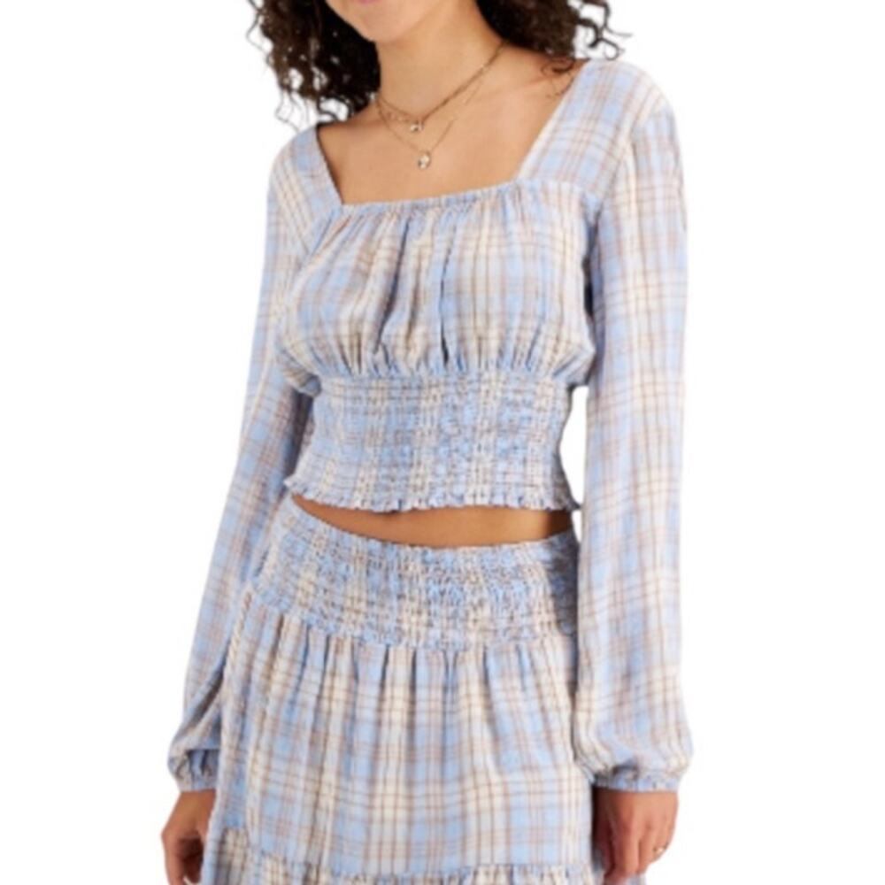 Self E by Self Esteem Small Plaid Cropped Top